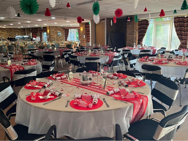 A dining room made up for christmas at Reeve Court.