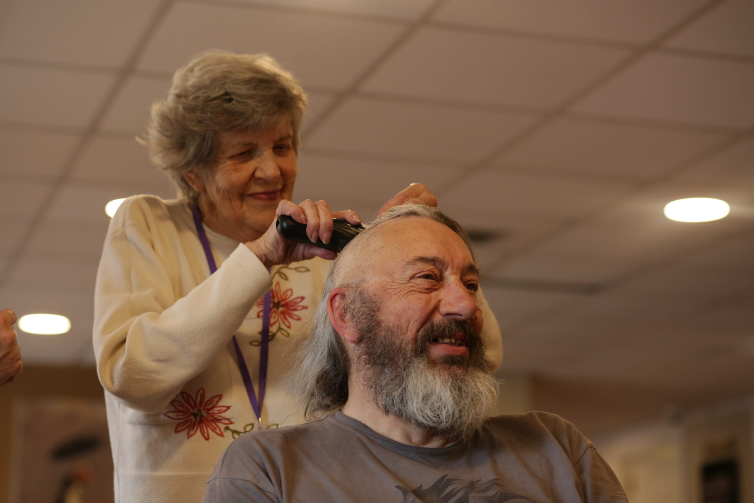 Margaret shaving head.