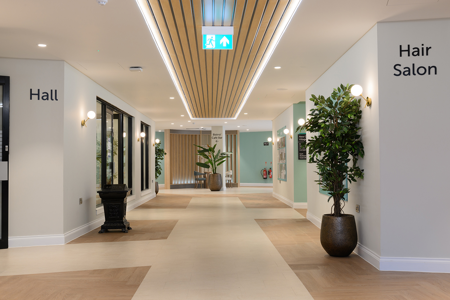 The new corridors with plants.